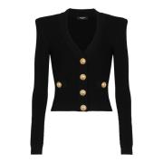 Geknipte gebreide vest Balmain , Black , Dames