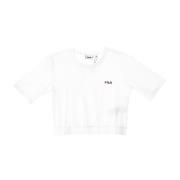 Witte Cropped Tee Dames Kort T-Shirt Fila , White , Dames