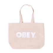 Canvas Tote Tas Natuur/Wit Obey , Pink , Dames