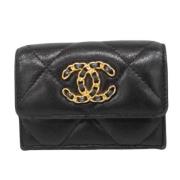 Pre-owned Leather wallets Chanel Vintage , Black , Dames