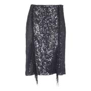 Zwarte knielange rok voor vrouwen Msgm , Black , Dames