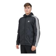 Zwarte Essentials 3-Stripes Geweven Jas Adidas , Black , Heren