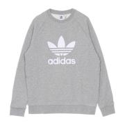 Klassieke Crewneck Sweatshirt Grijs Heather/Wit Adidas , Gray , Heren