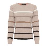 Gestreepte Cashmere Trui in Beige Melange Btfcph , Multicolor , Dames