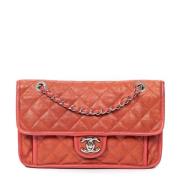 Pre-owned Leather shoulder-bags Chanel Vintage , Orange , Dames