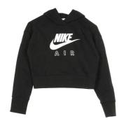 Air Crop Hoodie Zwart/Wit Nike , Black , Dames