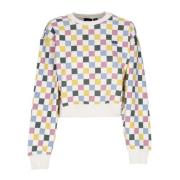 Geruite Crop Crewneck Sweatshirt Wit Vans , Multicolor , Dames