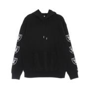 Lasrai Black Distressed Sleeve Print Hoodie New Era , Black , Heren