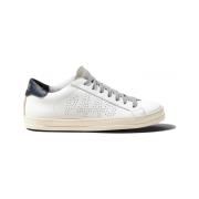 Witte/Blauwe Sneaker met Blauwe Details P448 , White , Heren