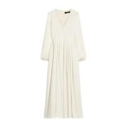 Boho-stijl maxi-jurk met V-hals Max Mara Weekend , Beige , Dames