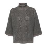 Grijze Wollen Turtleneck Sweater Fabiana Filippi , Gray , Dames