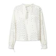 Blauwe stippen Stijlvolle Blouse Nué Notes , White , Dames