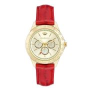 Gouden Modehorloge met Rode Band Juicy Couture , Yellow , Dames