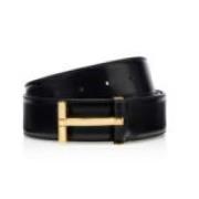 Zwarte Leren Riemen Tom Ford , Black , Heren