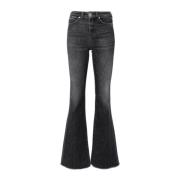 Grijze Flared Jeans met Kralen Details Pinko , Gray , Dames