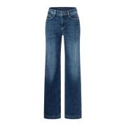 Wijde Spijkerbroek Blue Wash MAC , Blue , Dames