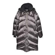 Long down jacket in anthracite nylon Baldinini , Gray , Dames