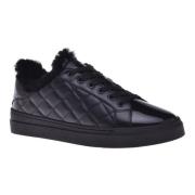 Trainers in black quilted leather and patent leather Baldinini , Black...