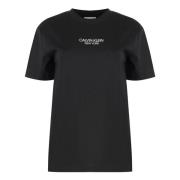 Geribbeld Katoenen T-shirt Calvin Klein , Black , Dames