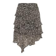 Zwarte Blad Print Rok Part Two , Black , Dames