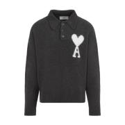 Luxe Grijze Poloshirt Aw24 Ami Paris , Gray , Heren