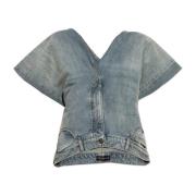 Denim top met vintage effect Balenciaga , Blue , Dames