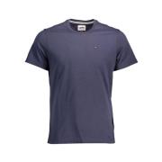 Blauw Katoenen T-shirt met Borduurwerk Tommy Hilfiger , Blue , Heren