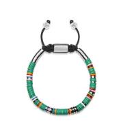 Men's Beaded Bracelet with Green Disc Beads Nialaya , Gray , Heren