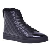 Trainers in black quilted leather and patent leather Baldinini , Black...