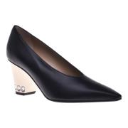 Court shoes in black leather Baldinini , Black , Dames