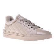 Trainers in vanilla quilted leather and patent leather Baldinini , Bei...