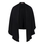 Gerimpelde Gebreide Cape vera mont , Black , Dames