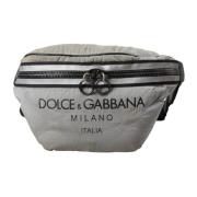 Zilver Zwart Nylon Leren Heuptas Dolce & Gabbana , Gray , Heren