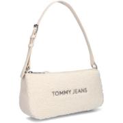 Beige Schoudertas met Teddy Stof Tommy Jeans , Beige , Dames