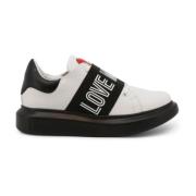 Metalen Eyelet Leren Sneakers Love Moschino , White , Dames