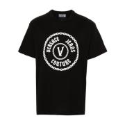 Zwarte T-shirt voor Mannen Versace Jeans Couture , Black , Heren