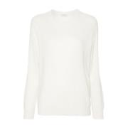 Luxe Cashmere Gebreide Trui Beige Brunello Cucinelli , White , Dames