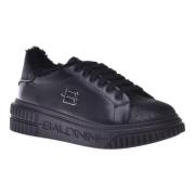 Trainers in black leather with glitter Baldinini , Black , Dames