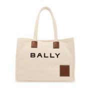 Canvas Tote Tas met Logo Patches Bally , Beige , Dames