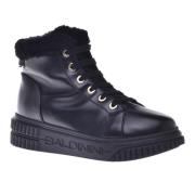 Combat boots in black leather and sheepskin Baldinini , Black , Dames