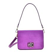 Purple leather and suede shoulder bag Baldinini , Purple , Dames