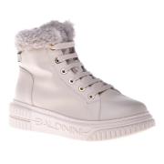 Combat boots in vanilla leather and sheepskin Baldinini , Beige , Dame...