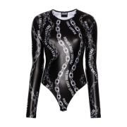 Zwarte Body Top voor Vrouwen Versace Jeans Couture , Black , Dames