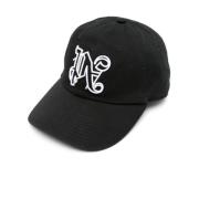 Zwarte Baseballpet met PA Monogram Palm Angels , Black , Heren