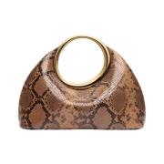 Python Print Leren Handtas Verhoog Stijl Jacquemus , Brown , Dames