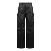 Imitatieleren cargobroek Msgm , Black , Dames