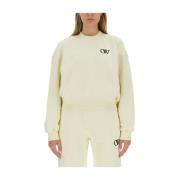 Logo Sweatshirt, Gezellig en Stijlvol Off White , Beige , Dames