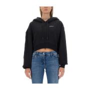 Witte Cropped Hoodie voor Vrouwen Off White , Black , Dames