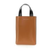 Mini Leren Tas Museum Marni , Brown , Dames