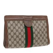 Pre-owned Leather clutches Gucci Vintage , Brown , Dames